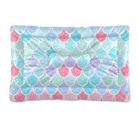 Waassud Pastel Colored Scales Thick Dog Bed Mat Non-Slip Pet Bed for Dogs Cats Soft Washable Kennel Crate Pad for Floor Sofa Car 36" x 24"