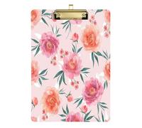 Waassud Pastel Florals Clipboard with Storage Acrylic Writing Board Low Profile Clip Decorative Organizer for Nurses Office Home 12" x 9"