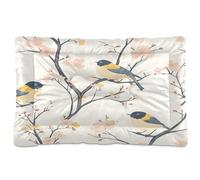 Waassud Pastel Flowers and Birds Thick Dog Bed Mat Non-Slip Chew-Resistant Pet Bed for Dogs Cats Soft Washable Kennel Crate Pad for Floor Sofa Car 18" x 24"