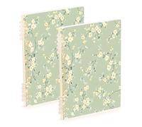 Waassud Pastel Green Floral Spiral Notebooks for Work College Detachable Ruled Notebooks Journal Note Book 60 Pages A5 Office Supplies 2 Pack