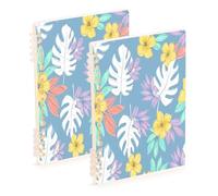 Waassud Pastel Tropical Flowers Spiral Notebooks for Work College Detachable Ruled Notebooks Journal Note Book 60 Pages A5 Office Supplies 2 Pack
