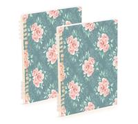 Waassud Peach Roses Spiral Notebooks Refillable A5 Ruled Notebook 2Pcs