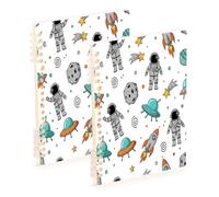Waassud Playful Astronauts Spiral Notebooks Refillable A5 Ruled 2 Pack