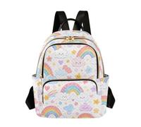 Waassud Playful Cloud Rainbow Backpack for Women Quilted Lightweight Casual | Fashion Daypack Large Capacity, Travel Women Backpack Purse, Shoulder Bag for Work Gym College