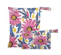 Waassud Playful Nature Art Wet Dry Bag Reusable Wet Bags Organizer Diaper Bag Organizing Pouches with 2 Zippered Pockets for Swimsuit Gym Clothes