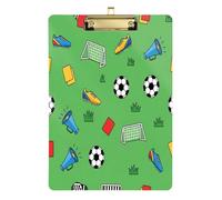Waassud Playful Soccer Elements Clipboard with Storage Acrylic Writing Board Low Profile Clip Decorative Organizer for Nurses Office Home 12" x 9"