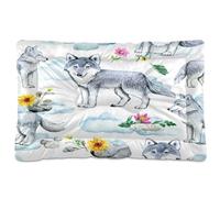 Waassud Playful Wolves Thick Dog Bed Mat Non-Slip Chew-Resistant Pet Bed for Dogs Cats Soft Washable Kennel Crate Pad for Floor Sofa Car 18" x 24"