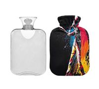 Waassud Playing Baseball Hot Water Bottle with Soft Cover Hot Water Bag for Pain Relief 2L Water Heating Pad for Neck Shoulder Small