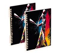 Waassud Playing Baseball Spiral Notebooks for Work College Detachable Ruled Notebooks Journal Note Book 60 Pages A5 Office Supplies 2 Pack