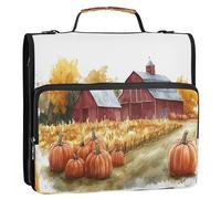 Waassud Pumpkin Field Zipper Binder 3 Ring with Shoulder Strap and Handle 1.5 Inch D-Ring 500 Sheets Expanding File Folder Organizer