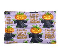 Waassud Pumpkin Head Spooky Thick Dog Bed Mat Non-Slip Chew-Resistant Pet Bed for Dogs Cats Soft Washable Kennel Crate Pad for Floor Sofa Car 36" x 24"