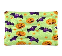 Waassud Pumpkins Bat Halloween Thick Dog Bed Mat Non-Slip Chew-Resistant Pet Bed for Dogs Cats Soft Washable Kennel Crate Pad for Floor Sofa Car 36" x 24"