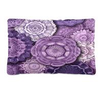 Waassud Purple Abstract+ Mandalas1 Thick Dog Bed Mat Non-Slip Chew-Resistant Pet Bed for Dogs Cats Soft Washable Kennel Crate Pad for Floor Sofa Car 18" x 24"