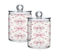 Waassud Qtip Holder Bathroom Canisters Set Bows and Heart 2 Pack