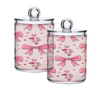 Waassud Qtip Holder Bathroom Canisters Set Bows Doodle Heart 2 Pack
