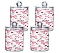 Waassud Qtip Holder Bathroom Canisters Set Cherries Polka-dot Bow 4 Pack