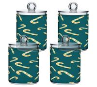 Waassud Qtip Holder Bathroom Canisters Set Stripes Candy-cane 4 Pack
