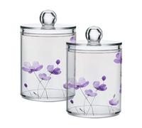 Waassud Qtip Holder Dispenser Simple and Minimalist Flowers 2 Pack