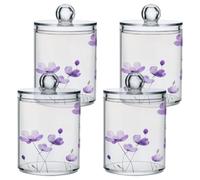 Waassud Qtip Holder Dispenser Simple and Minimalist Flowers 4 Pack
