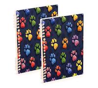 Waassud Rainbow Dog Paw Spiral Notebooks for Work College Detachable Ruled Notebooks Journal Note Book 60 Pages A5 Office Supplies 2 Pack