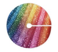 Waassud Rainbow Glitter Christmas Tree Skirt Large Tree Skirts Funny Xmas Ornaments for Holiday Party Decorations Indoor Outdoor 36 Inch