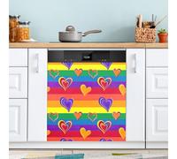 Waassud Rainbow Heart Dishwasher Magnet Cover Decorative Magnetic Cover for Dishwasher Reusable Front Panel Decal Cover 23"W x 26"H