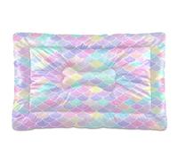 Waassud Rainbow Scales Thick Dog Bed Mat Non-Slip Chew-Resistant Pet Bed for Dogs Cats Soft Washable Kennel Crate Pad for Floor Sofa Car 18" x 24"