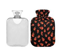 Waassud Red Dancing Flames Hot Water Bottle with Soft Cover Hot Water Bag for Pain Relief 2L Water Heating Pad for Neck Shoulder Small
