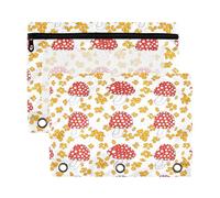 Waassud Red Spot Mushrooms Pencil Pouch for 3 Ring Binder 2-Pack Clear Pen Case with Reinforced Holes Smooth Zipper Waterproof School Office Supplies Organizer