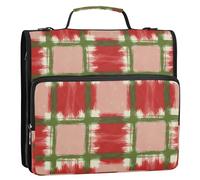 Waassud Red Squares Green Plaid Zipper Binder 3 Ring with Shoulder Strap and Handle 1.5 Inch D-Ring 500 Sheets Expanding File Folder Organizer