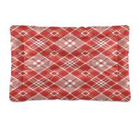 Waassud Red White Diagonal Plaid Check Thick Dog Bed Mat Non-Slip Chew-Resistant Pet Bed for Dogs Cats Soft Washable Kennel Crate Pad for Floor Sofa Car 36" x 24"