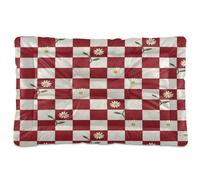 Waassud Red White Plaid Flower Thick Dog Bed Mat Non-Slip Chew-Resistant Pet Bed for Dogs Cats Soft Washable Kennel Crate Pad for Floor Sofa Car 18" x 24"
