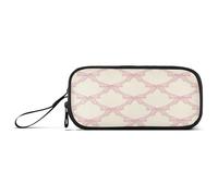 Waassud Ribbons Bows Diamonds Pencil Case Large Capacity Pen Holder 3 Compartment Stationery Pen Bag Nylon Zipper Pouch for Office Artist