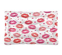 Waassud Romantic Lips Thick Dog Bed Mat Non-Slip Chew-Resistant Pet Bed for Dogs Cats Soft Washable Kennel Crate Pad for Floor Sofa Car 18" x 24"