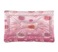 Waassud Rose Petals Thick Dog Bed Mat Non-Slip Chew-Resistant Pet Bed for Dogs Cats Soft Washable Kennel Crate Pad for Floor Sofa Car 18" x 24"