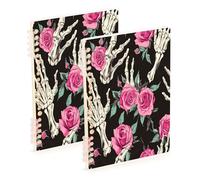 Waassud Roses and Skeletal Hands Spiral Notebooks for Work College Detachable Ruled Notebooks Journal Note Book 60 Pages A5 Office Supplies 2 Pack