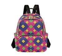 Waassud Rotated Square Diamonds Backpack for Women Lightweight Casual Quilted Daypack Fashion Travel Backpack Purse for Work Gym College S