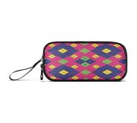Waassud Rotated Square Diamonds Pencil Case Large Capacity Pen Holder 3 Compartment Stationery Pen Bag Nylon Zipper Pouch for Office Artist