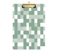 Waassud Sage Green Gingham Plaid Clipboard with Storage Acrylic Writing Board Low Profile Clip Decorative Organizer for Nurses Office Home 12" x 9"