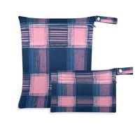 Waassud Scottish Plaid Wet Dry Bag Reusable Wet Bags Organizer Diaper Bag Organizing Pouches with 2 Zippered Pockets for Swimsuit Gym Clothes