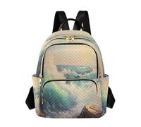 Waassud Sea Waves Backpack for Women Lightweight Casual Quilted Daypack Fashion Travel Backpack Purse for Work Gym College S