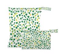 Waassud Shamrock Hearts Wet Dry Bag Reusable Wet Bags Organizer Diaper Bag Organizing Pouches with 2 Zippered Pockets for Swimsuit Gym Clothes