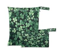 Waassud Shamrock Leaves Wet Dry Bag Reusable Wet Bags Organizer Diaper Bag Organizing Pouches with 2 Zippered Pockets for Swimsuit Gym Clothes