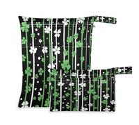 Waassud Shamrock Stripes Wet Dry Bag Reusable Wet Bags Organizer Diaper Bag Organizing Pouches with 2 Zippered Pockets for Swimsuit Gym Clothes