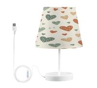 Waassud Simple Doodle Hearts Beside Table Lamp for Bedroom Desk Lamp 3 Color Temperatures with USB LED Nightstands Lamps for Living Room Office Large