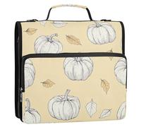 Waassud Simple Line Pumpkins Zipper Binder 3 Ring with Shoulder Strap and Handle 1.5 Inch D-Ring 500 Sheets Expanding File Folder Organizer