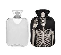 Waassud Skull A Idea Hot Water Bottle with Soft Cover Hot Water Bag for Pain Relief 2L Water Heating Pad for Neck Shoulder Small