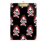 Waassud Skulls Fire Bones Clipboard with Storage Acrylic Writing Board | 12" x 9" for Letter Legal A4 Size Paper, Low Profile Clip Decorative Organizer for Nurses Teachers Office Home
