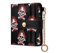 Waassud Skulls Fire Bones Wallet Women RFID Blocking PU Leather Card Holder