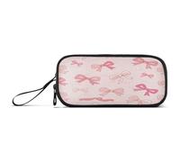 Waassud Slight Sketchy Bows Pencil Case Large Capacity Pen Holder 3 Compartment Stationery Pen Bag Nylon Zipper Pouch for Office Artist
